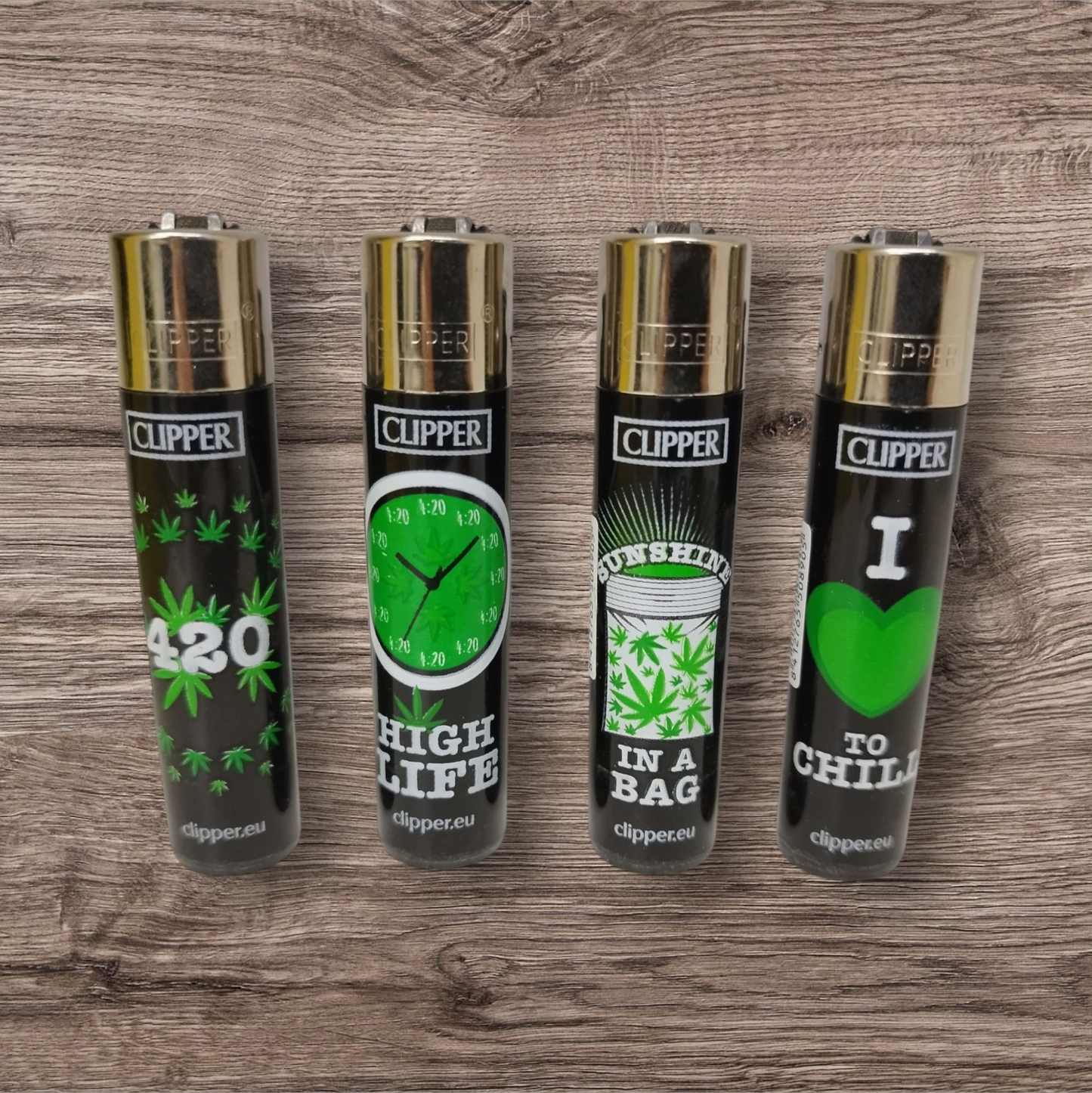 Clipper Large 4er Set - Green Leaves - Red Pin