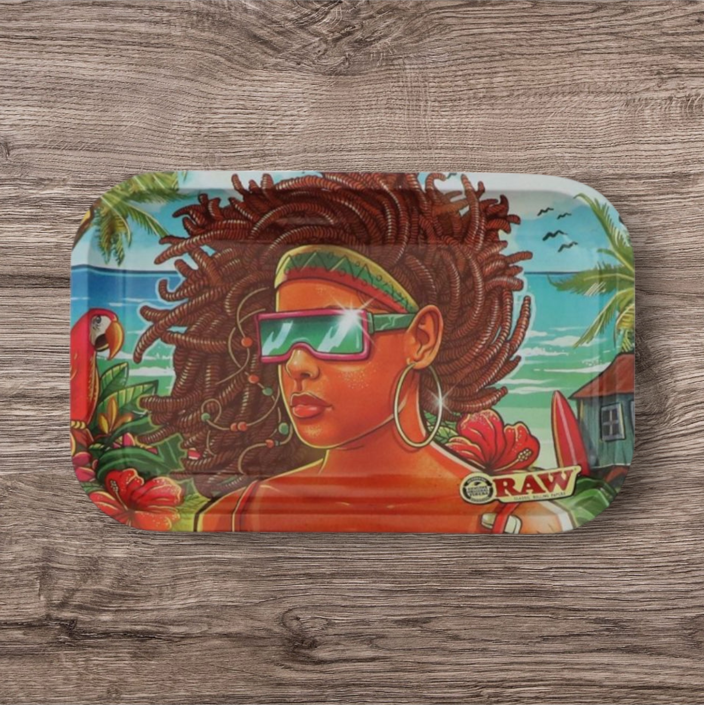 RAW Rolling Tray Drehunterlage Metall - "Brazil - Limited Edition", klein, 27,5 x17,5 x2,5cm