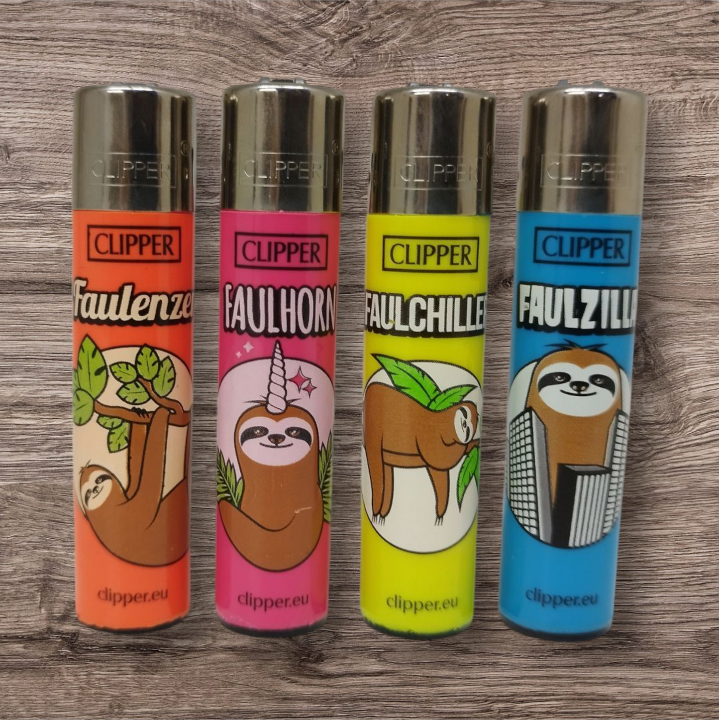 Clipper Large 4er Set - Sloths - Red Pin