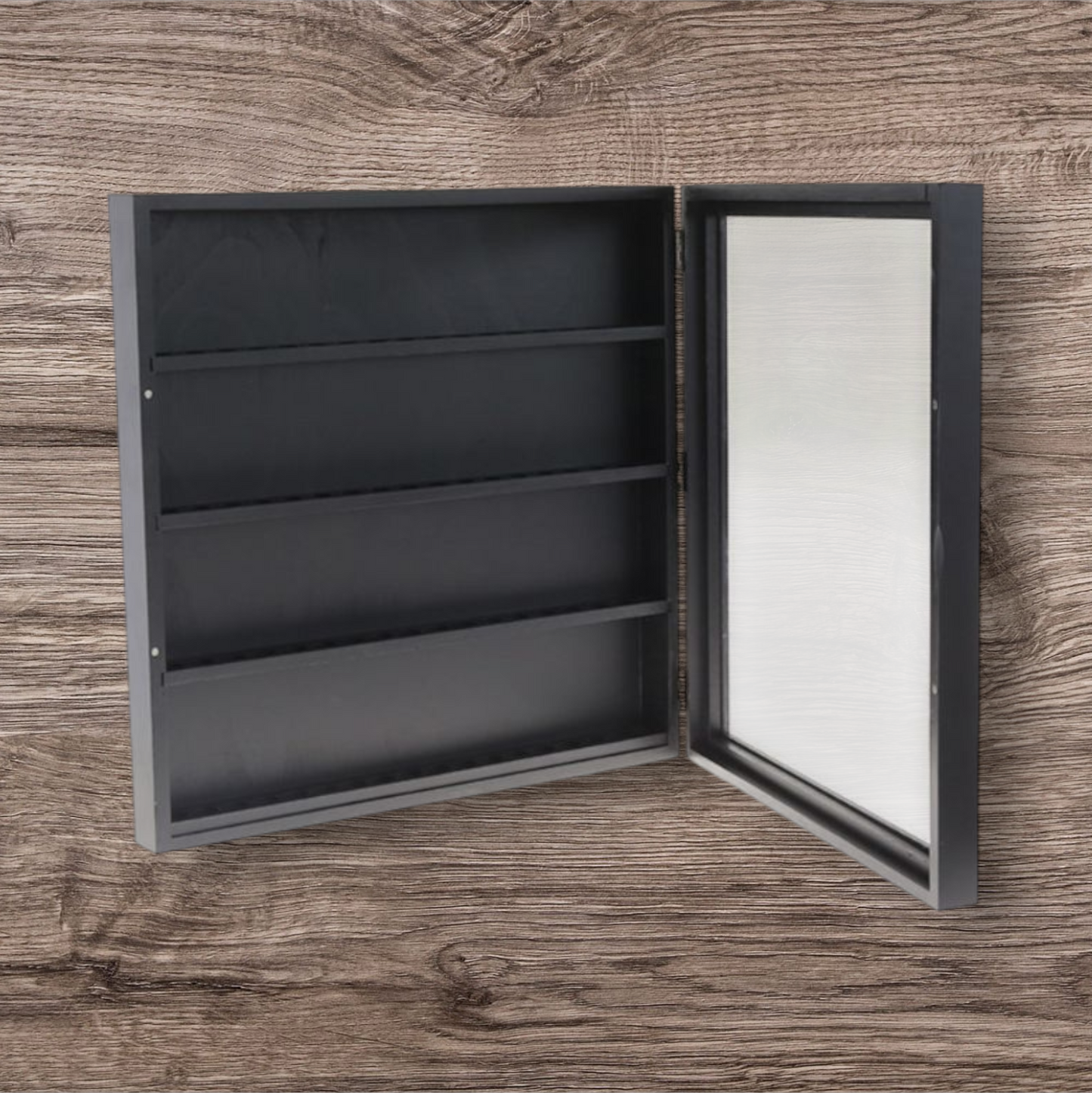 Vitrine für Clipper Feuerzeuge; schwarz; Holz; leer für 72 Clipper