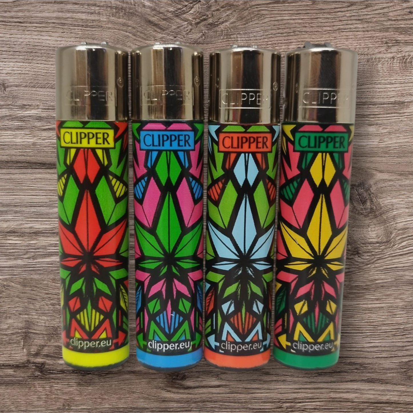 Clipper Large 4er Set - Crystal Leaves 2 - Red Pin