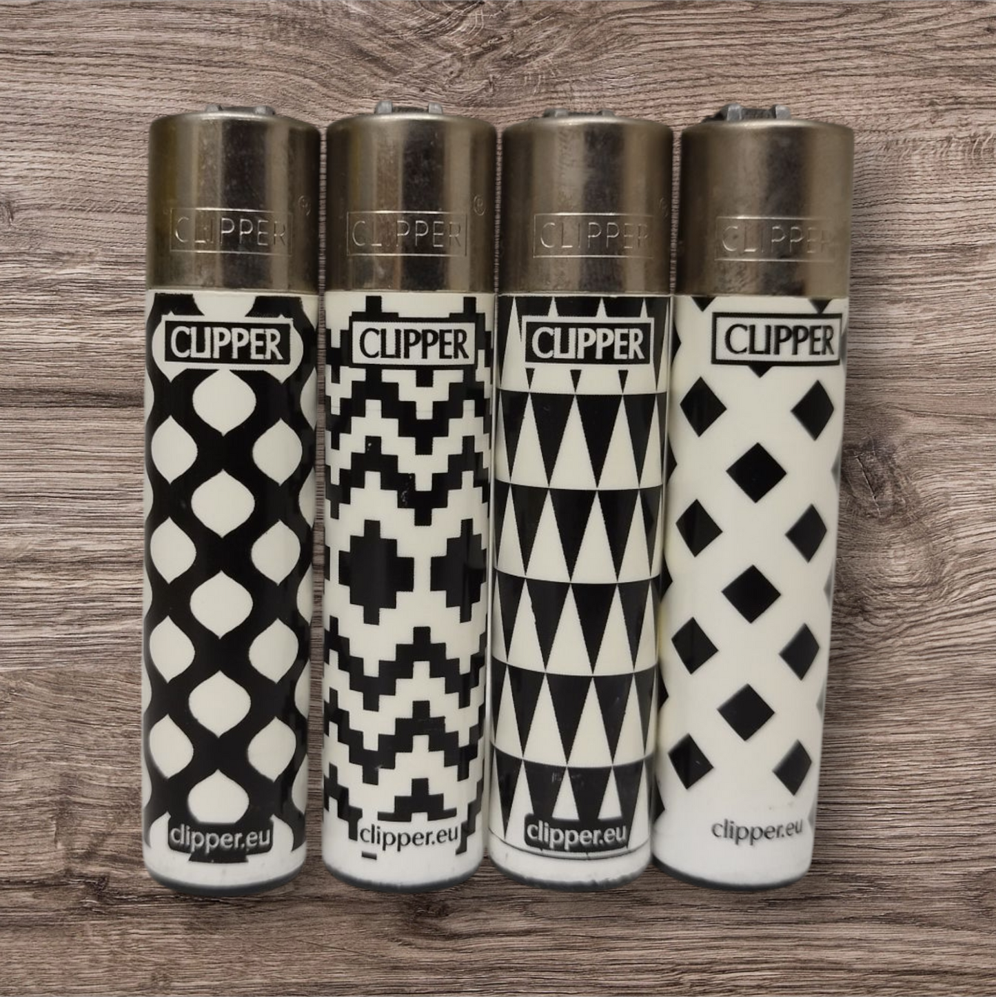 Clipper Large 4er Set - Print geometric 16 - Red Pin