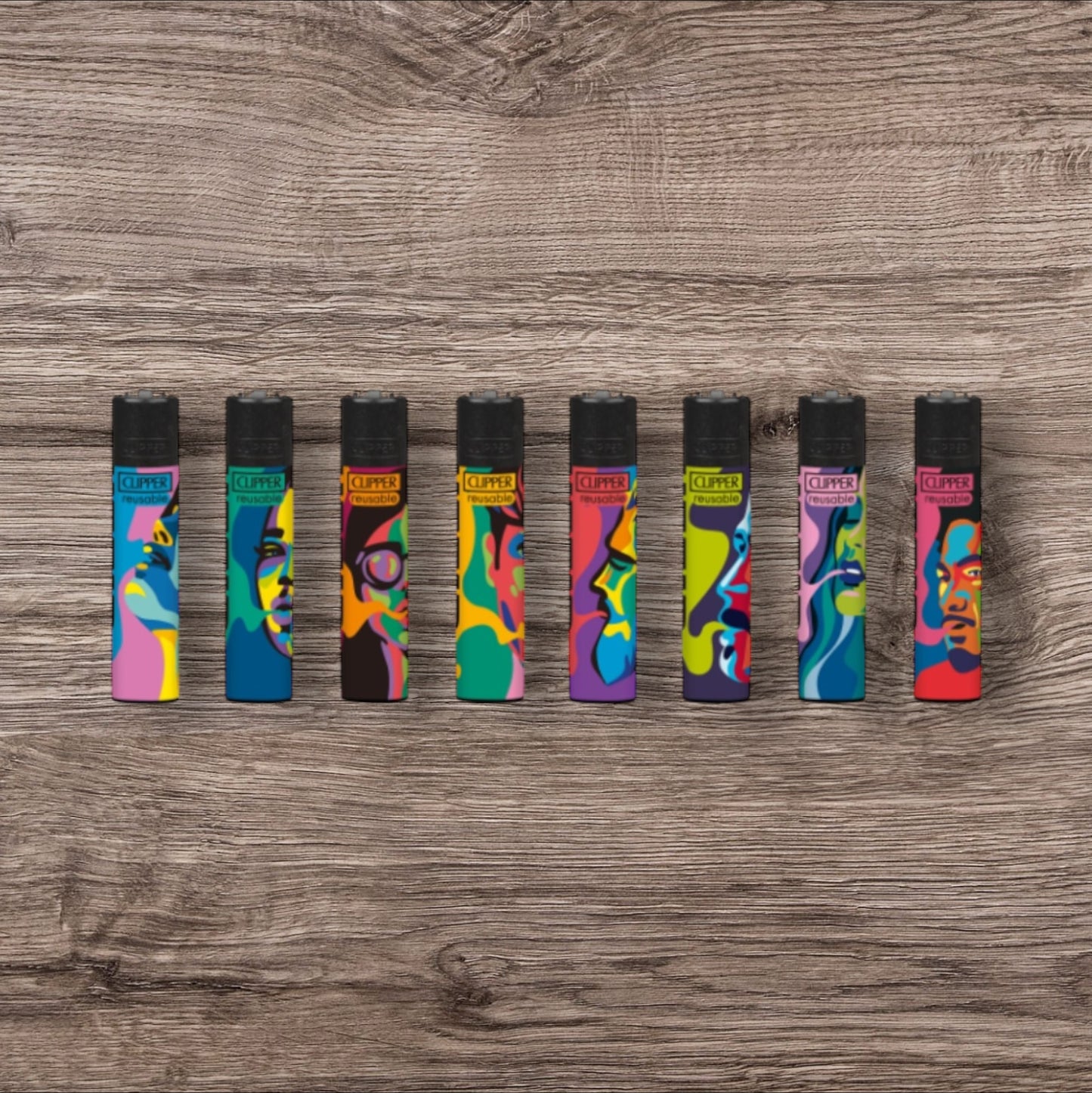 Clipper Feuerzeuge 8er Set - Gizeh Faces -