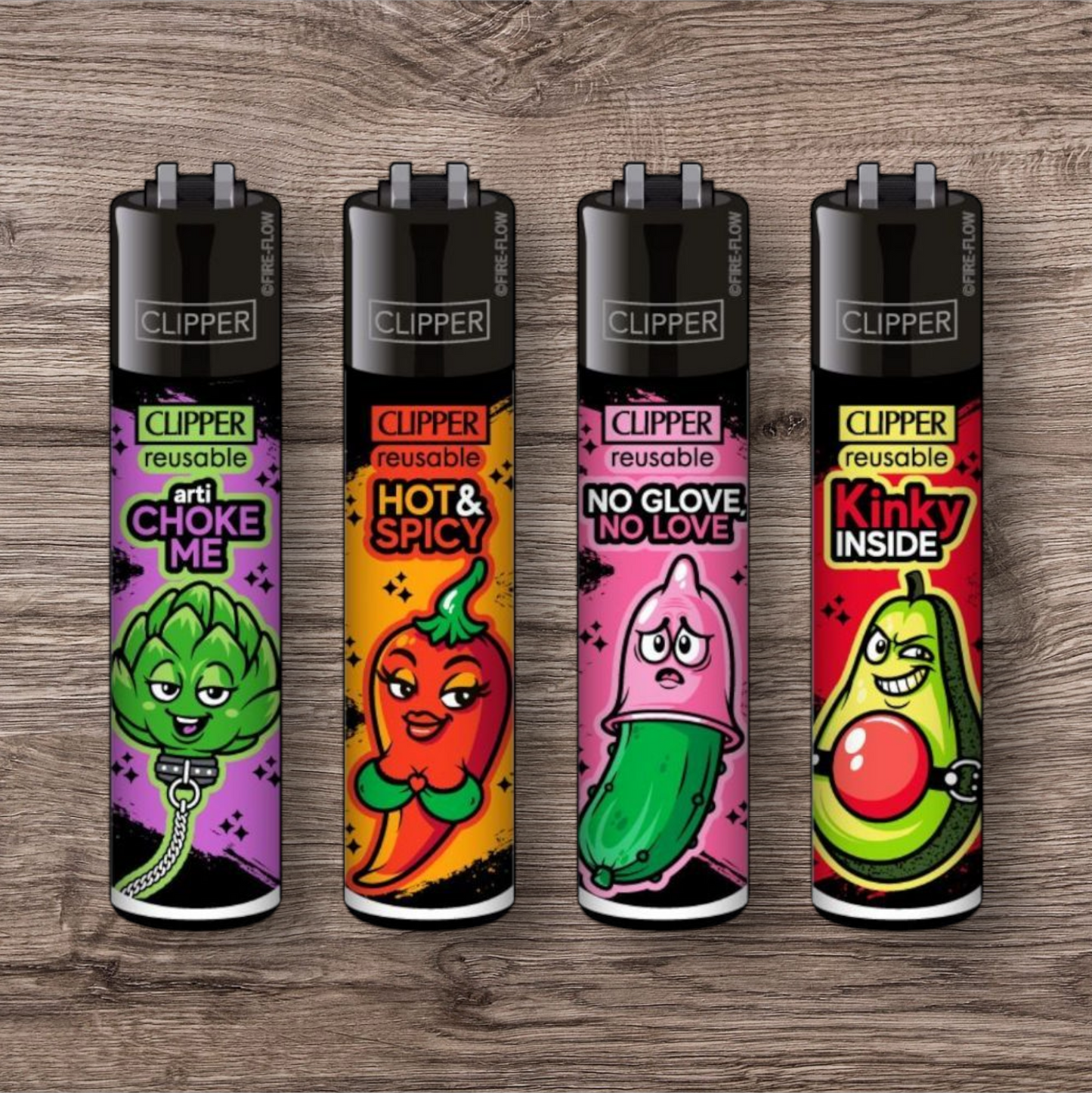 Clipper Large 4er Set - Porn Slogan 9 -