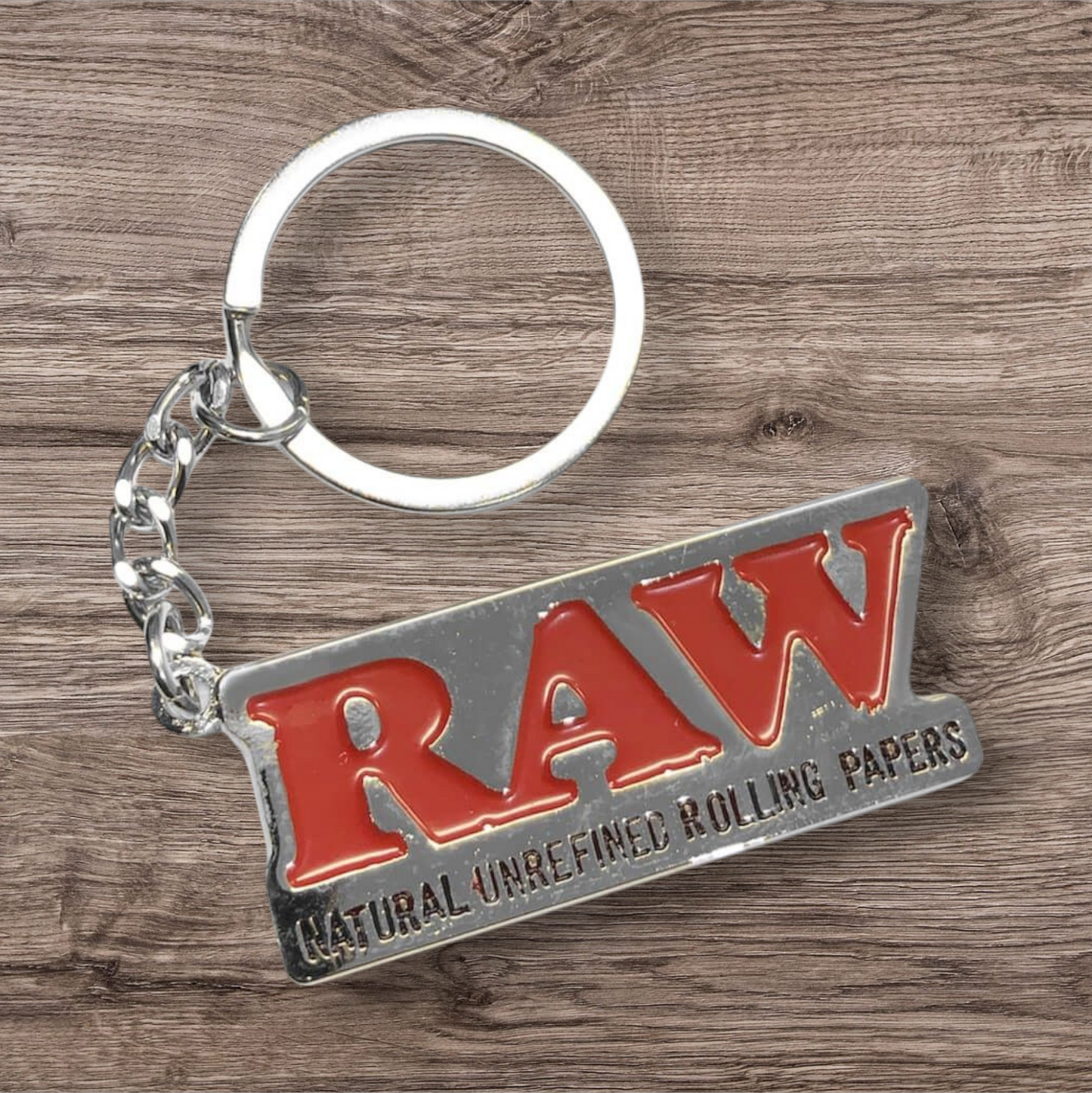 RAW Metall Schlüsselanhänger Silber
