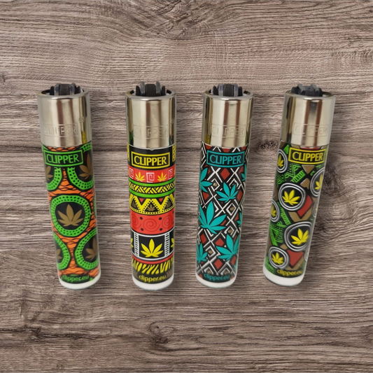 Clipper Large 4er Set - African Leaves - Red Pin