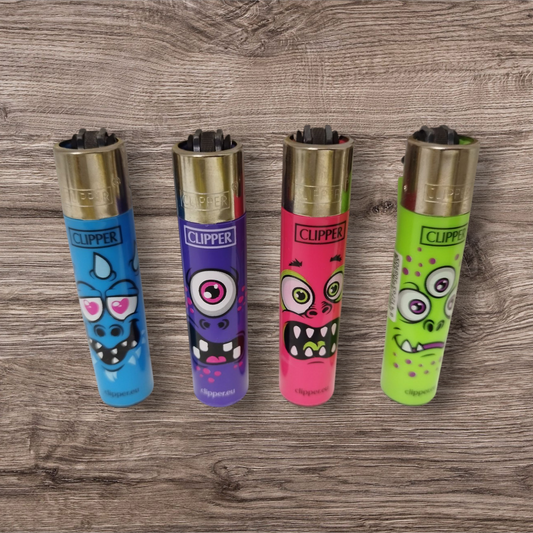 Clipper Large 4er Set - Monster Faces - "Red Pin"