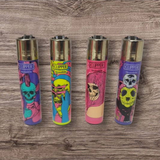 Clipper Large 4er Set - Psycho Skulls -