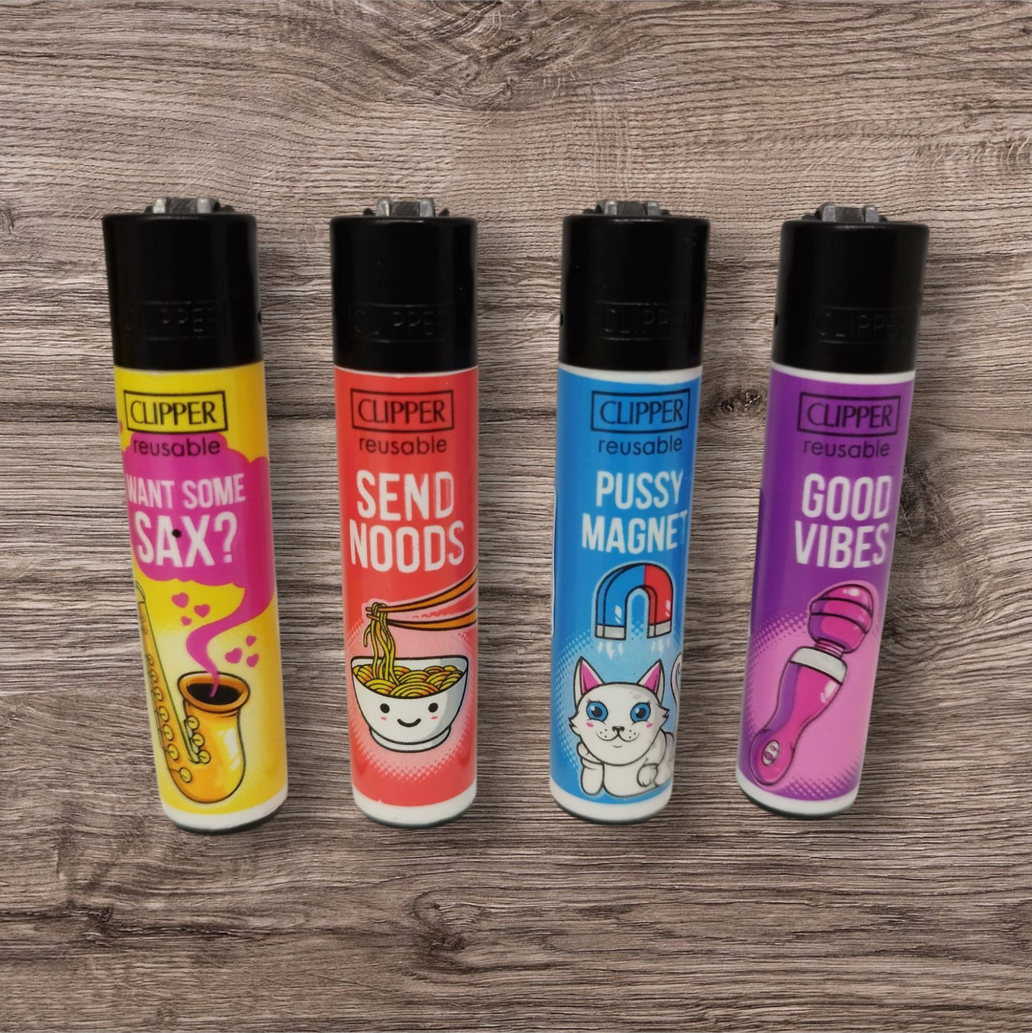 Clipper Large 4er Set - Porn Slogan 5 -