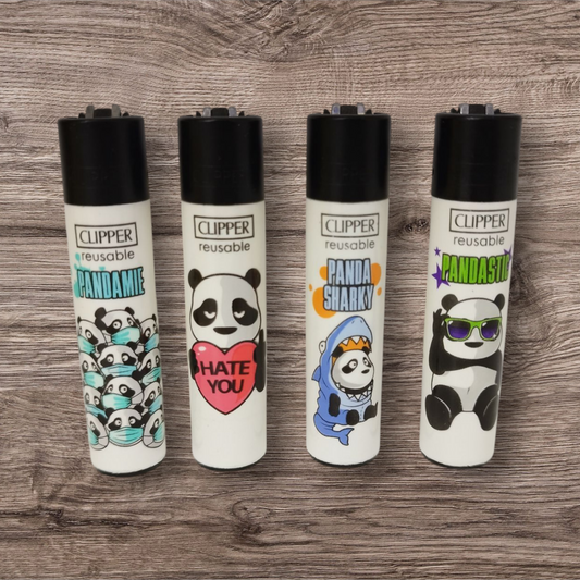 Clipper Feuerzeug / Large 4er Set - Pandas -