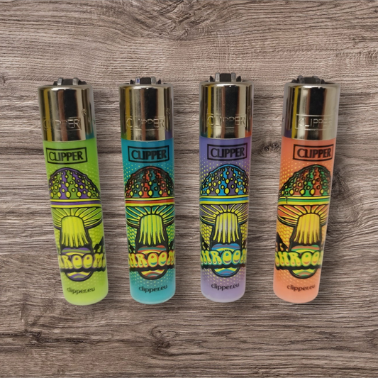 Clipper Large 4er Set - Transulent - Shrooms -  Red Pin