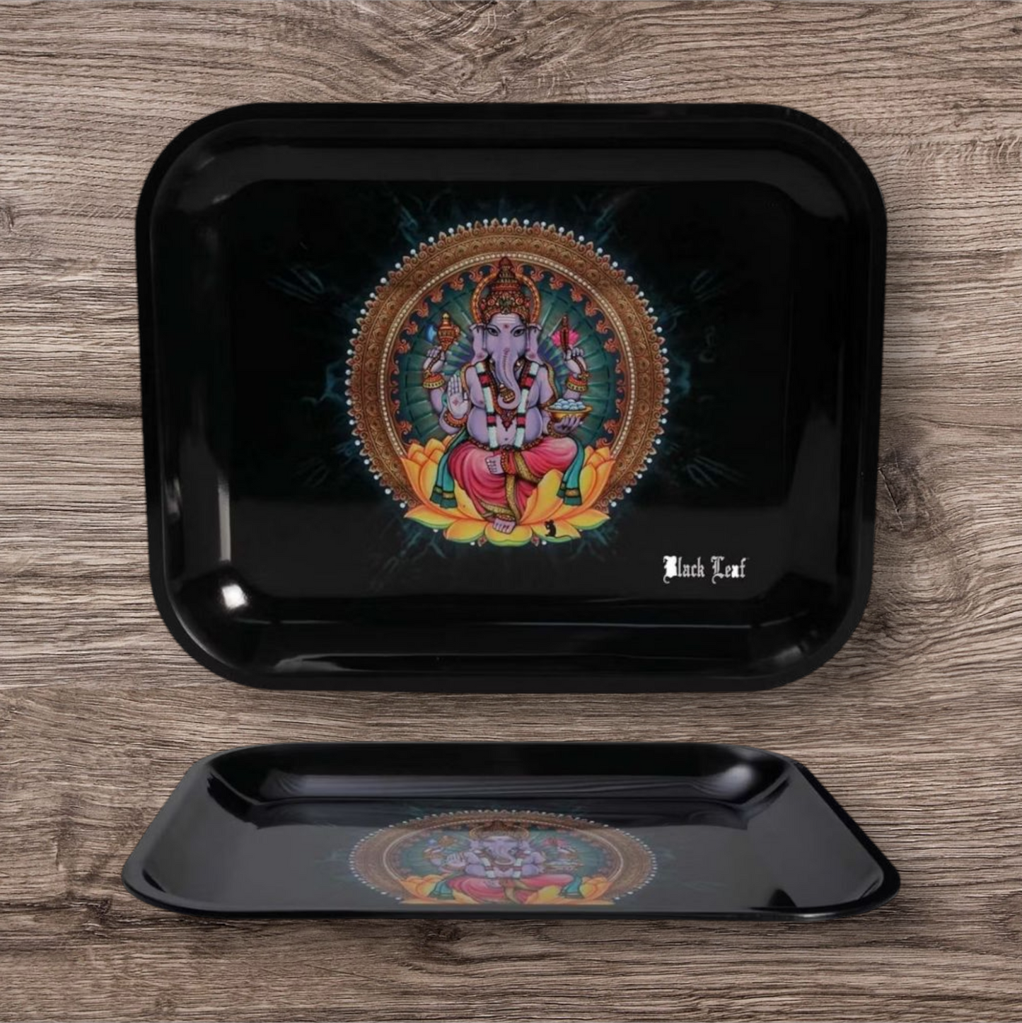 Black Leaf' Rolling Tray 'Ganesha' S   14 × 18 × 1,5 cm