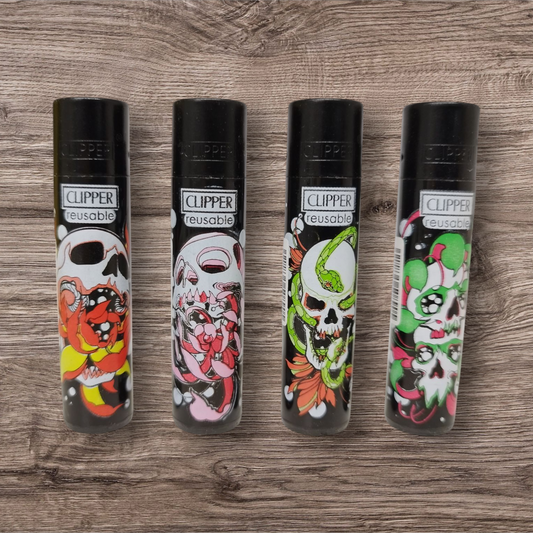 Clipper Large 4er Set - Skulls  Flowers -