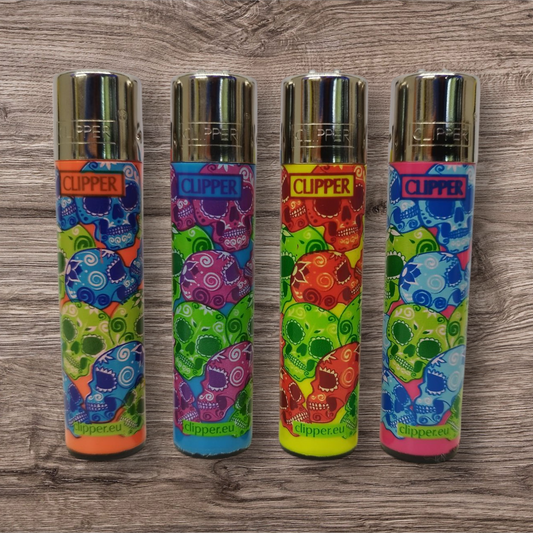 Clipper Large 4er Set " Muerta Skull Pattern " Red Pin