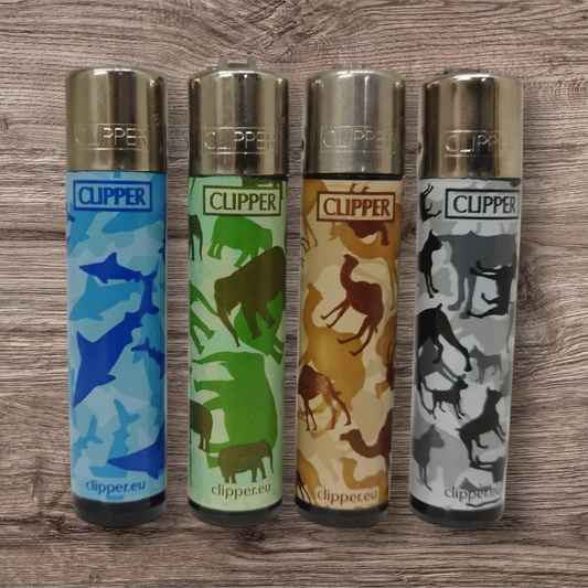 Clipper Large 4er Set - Animals Camouflage - Red Pin