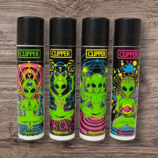 Clipper Large 4er Set - Trippy Alien - Erste Auflage Red Pin