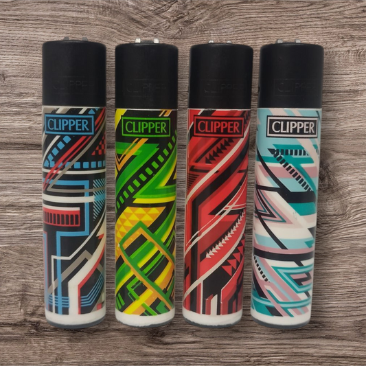 Clipper Large 4er Set - Geometric Lines - Red Pin