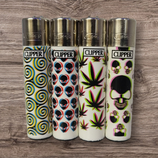 Clipper Large 4er Set - Skulls Fire-Flow - Red Pin