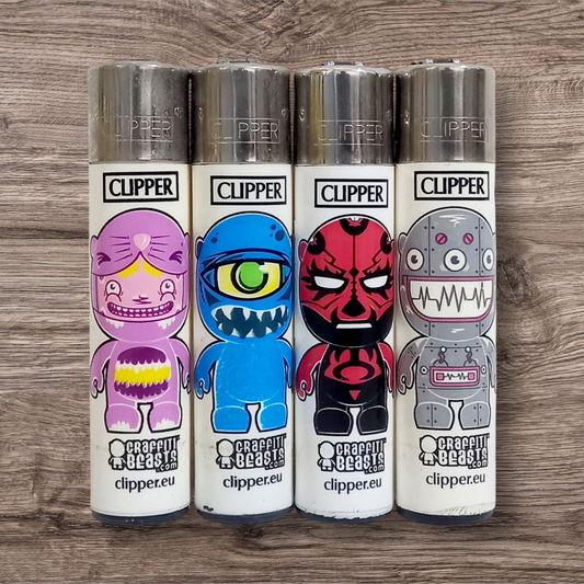 Clipper Large 4er Set - Graffiti Beast Monster - Red Pin