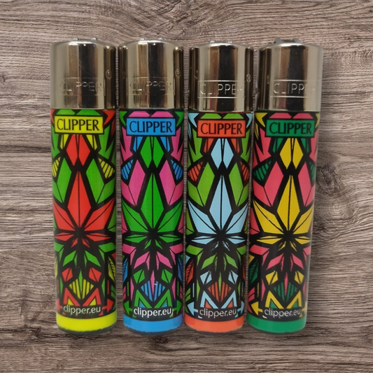 Clipper Large 4er Set - Crystal Leaves 2 - Red Pin