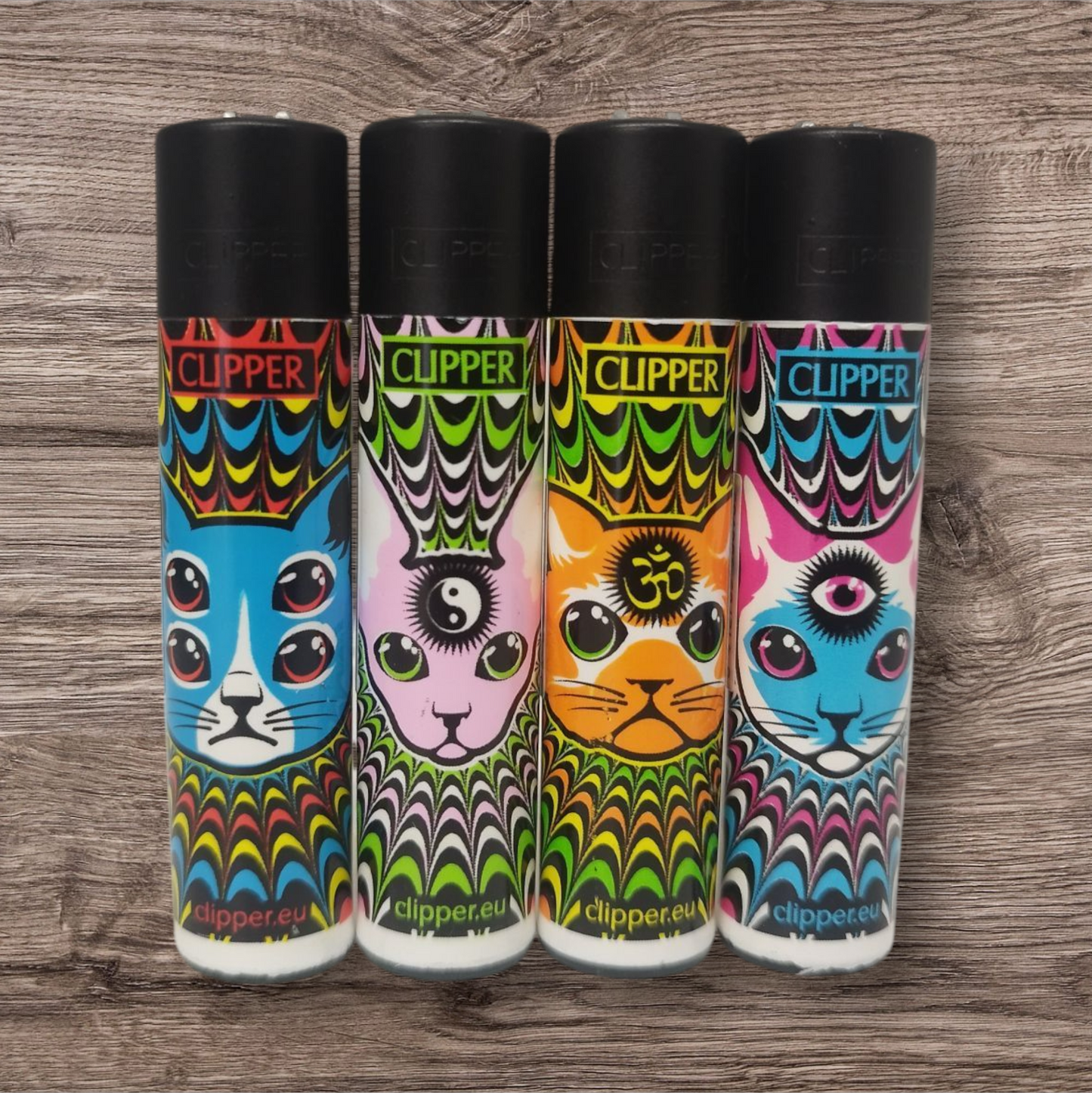 Clipper Large 4er St - Trippy Cats 2 - Red Pin