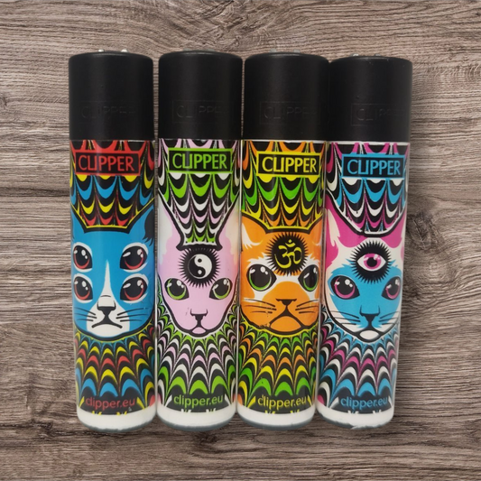 Clipper Large 4er St - Trippy Cats 2 - Red Pin