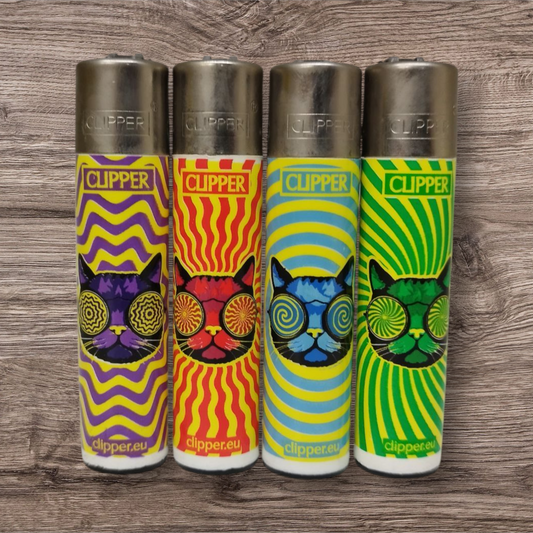 Clipper Large 4er Set - Trippy Cats - Red Pin