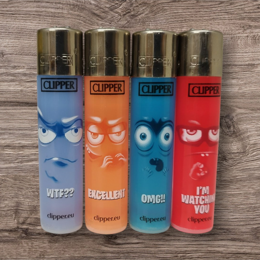 Clipper Large 4er Set - Emoticons 38 WTF - Red Pin