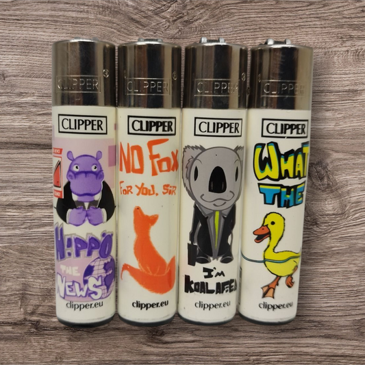 Clipper Large 4er Set - Animals Puns - Red Pin