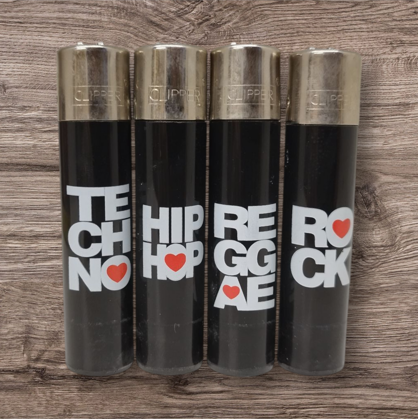 Clipper Large 4er Set - Musik Heart - Red Pin