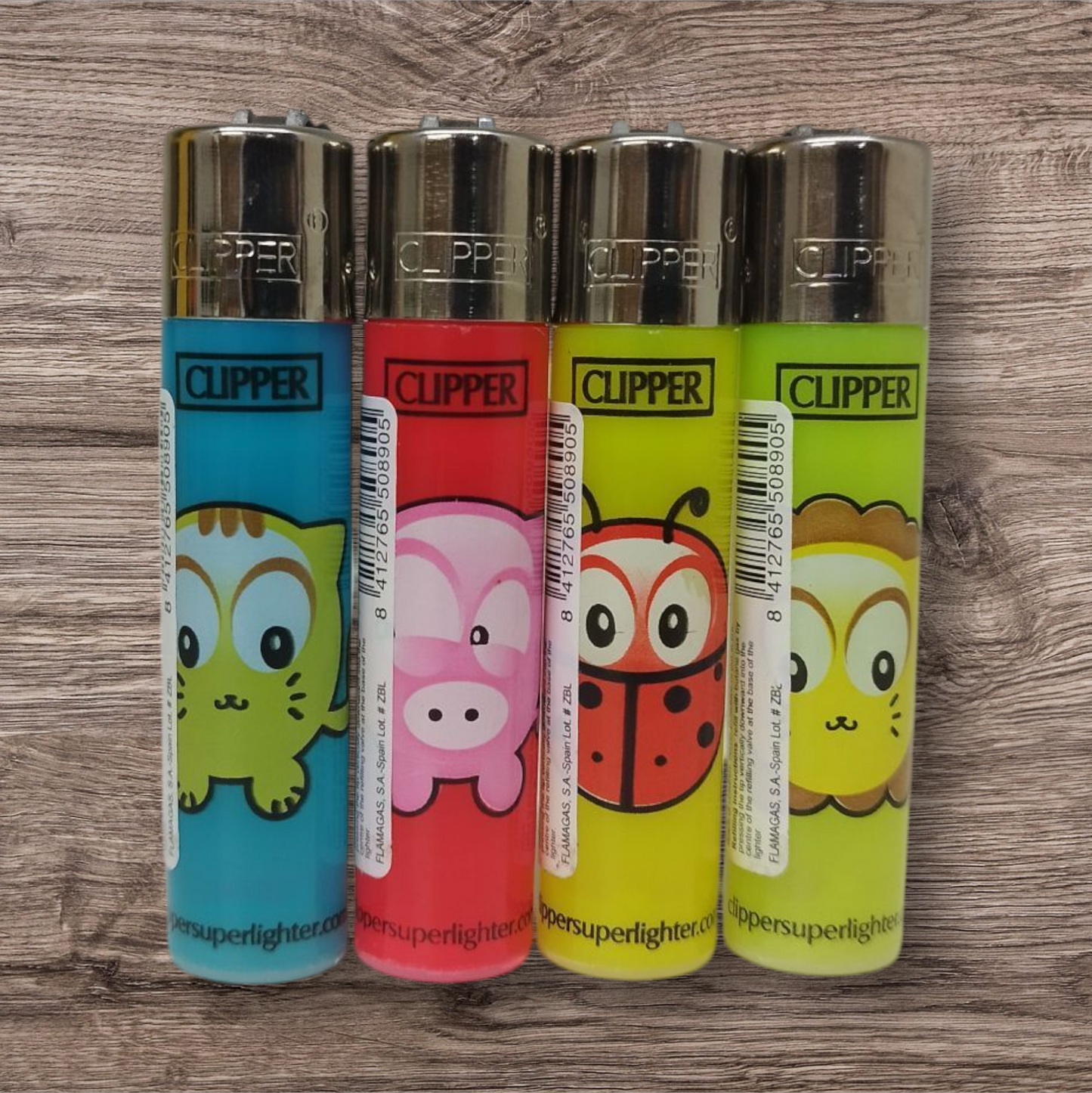 Clipper Large 4er Set - Animals Emoticons - Red Pin