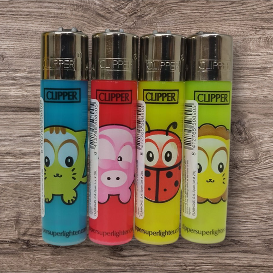 Clipper Large 4er Set - Animals Emoticons - Red Pin
