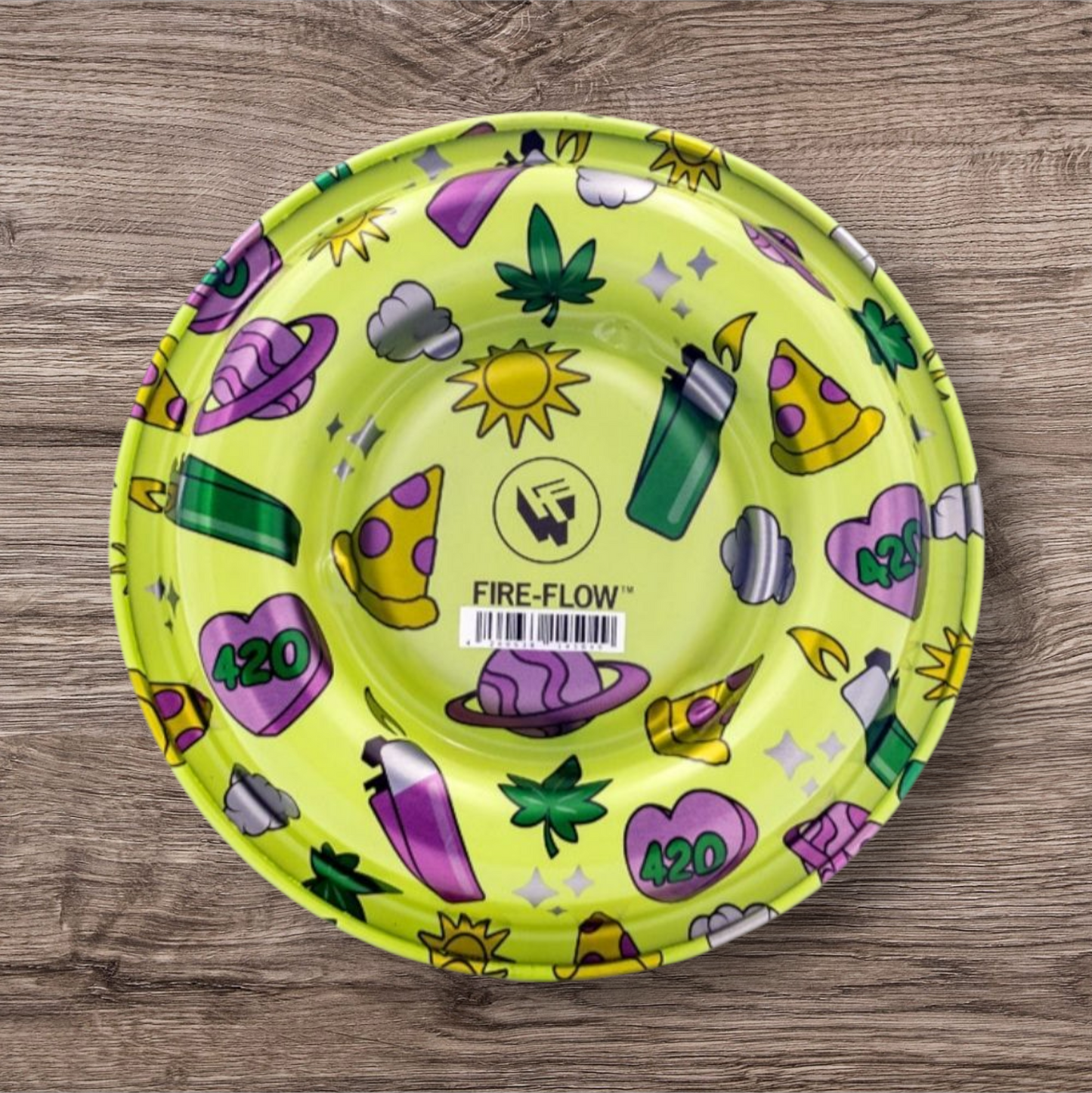 FIRE-FLOW™ Metal Coffeeshop Ashtray 420 Pattern (⌀136 mm)