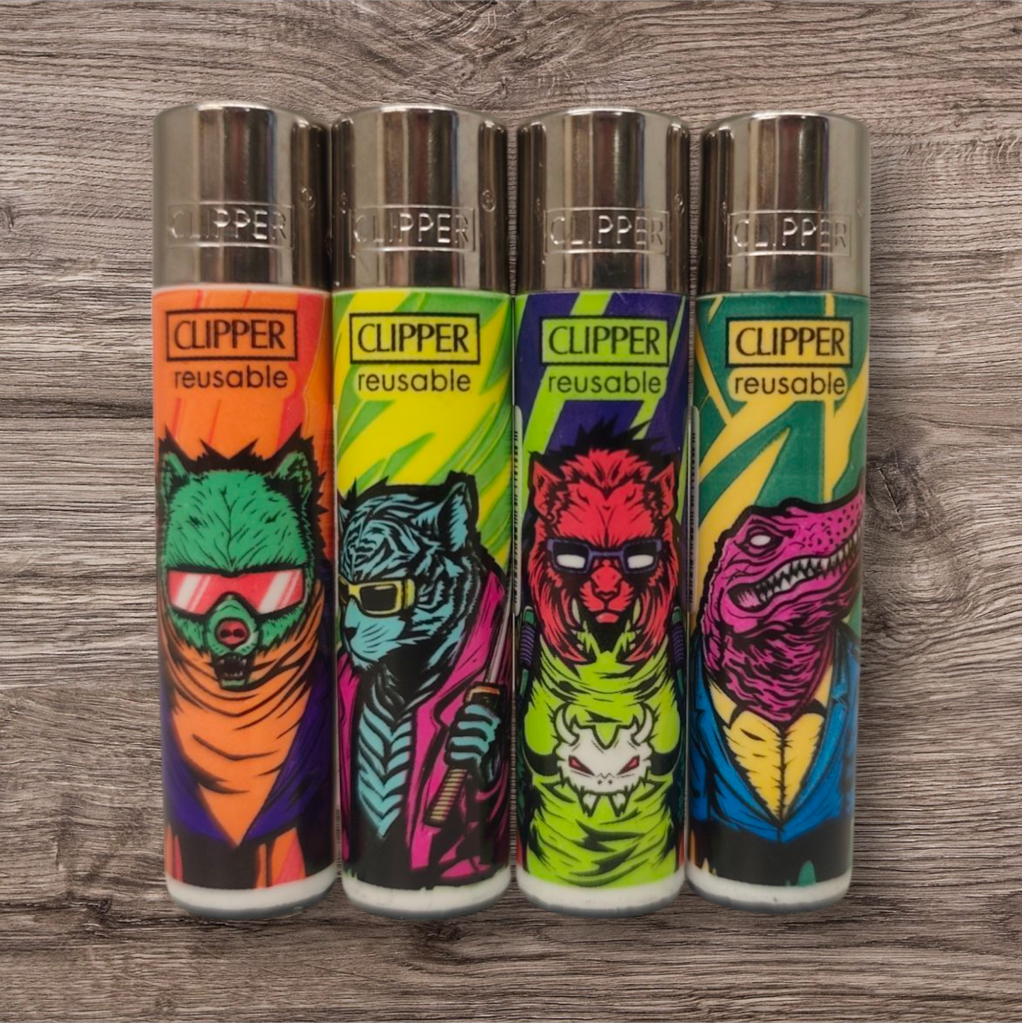 Clipper Large 4er Set - Cyberpunk Animals -