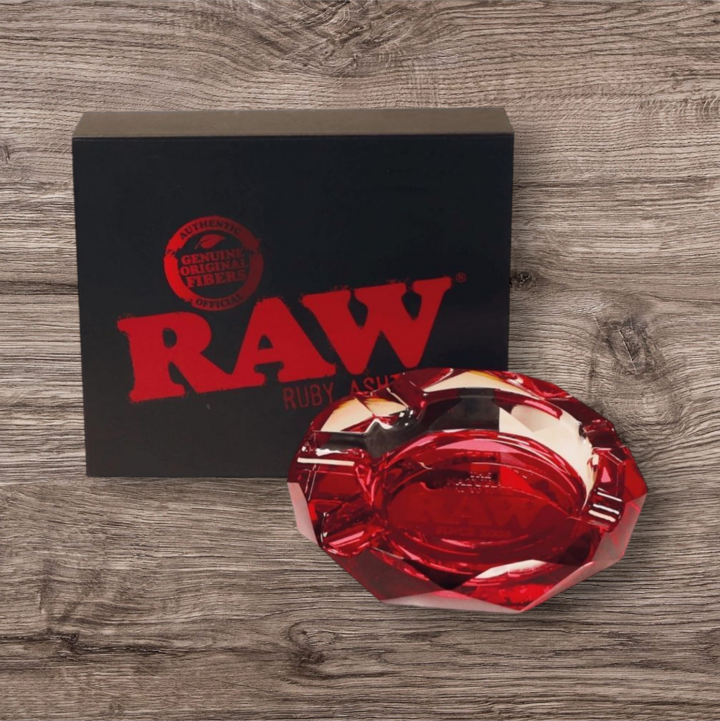 RAW Ruby Red Glas Aschenbecher